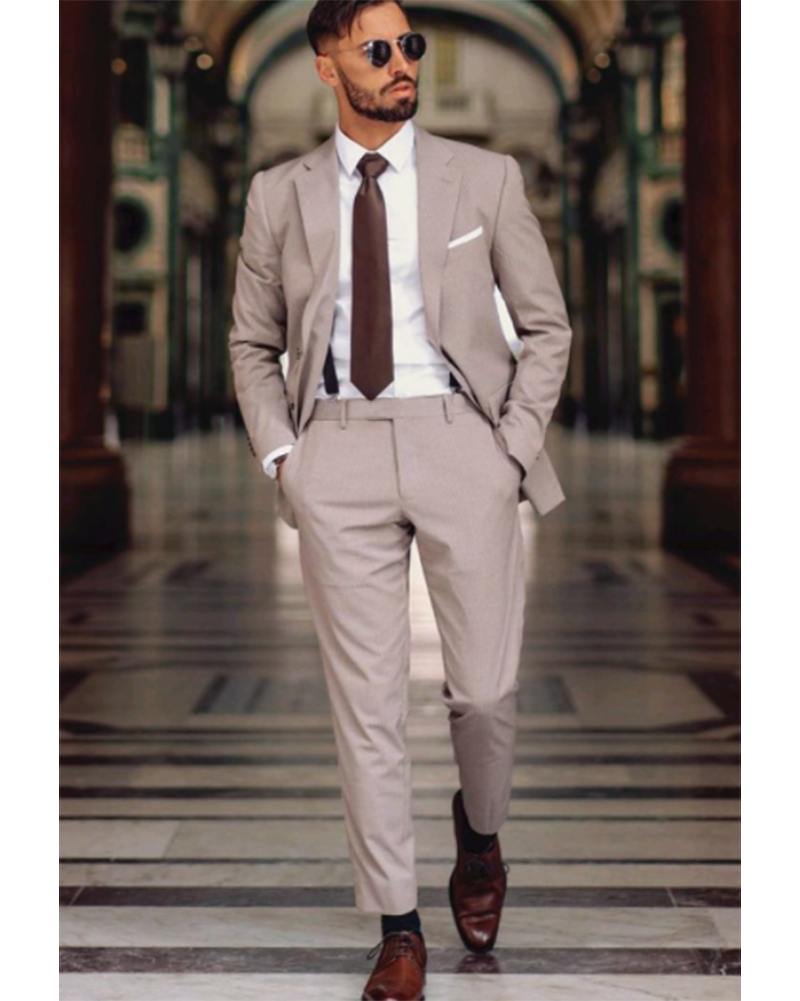 Men's Tan Italian Wool Windowpane Vested Suit-Plaid Checker Suits – Flex  Suits